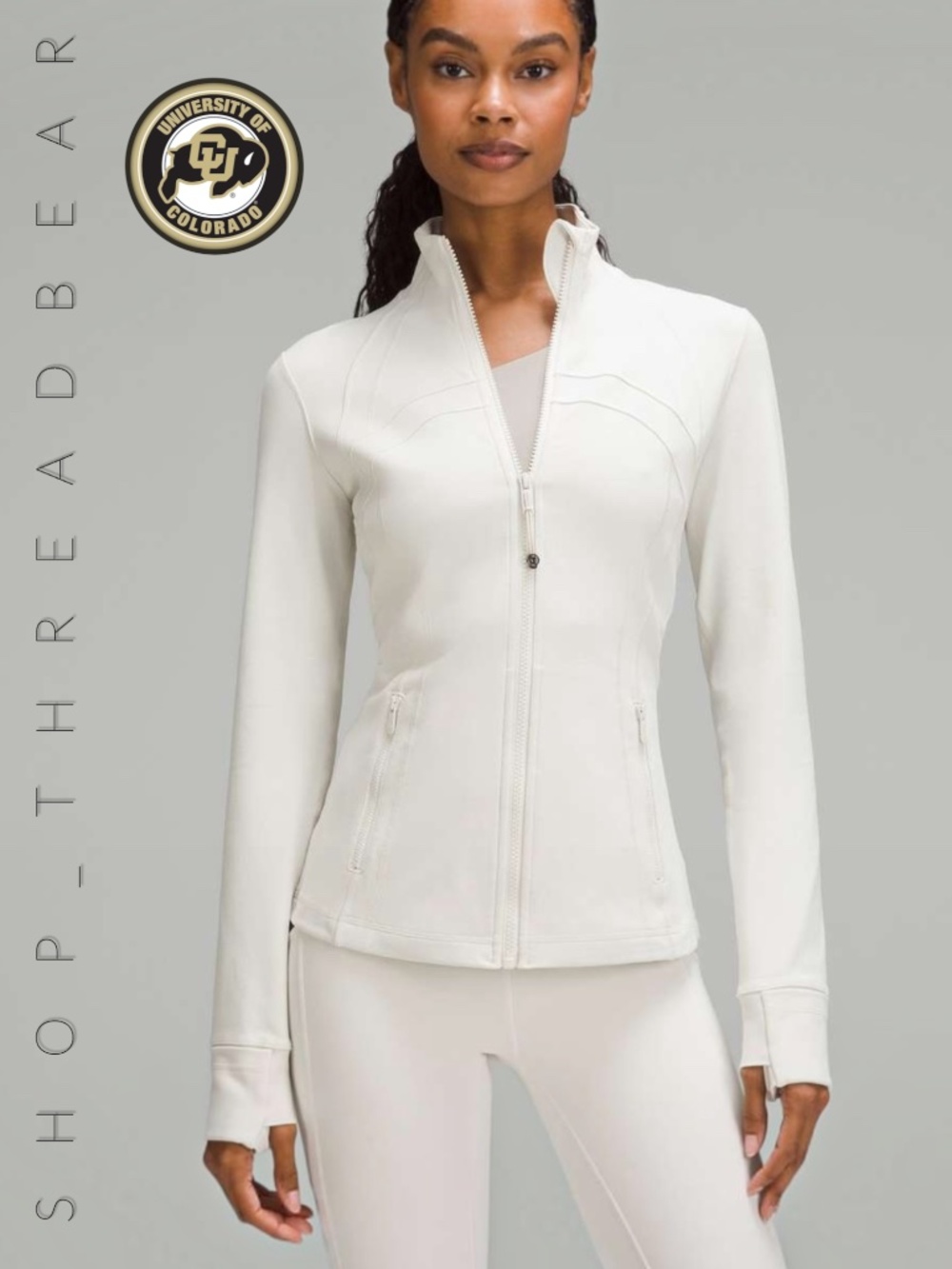 EUC [Lululemon] White CO Buffalo Define Zip Up Colorado Buffs Jacket | 12 Large
